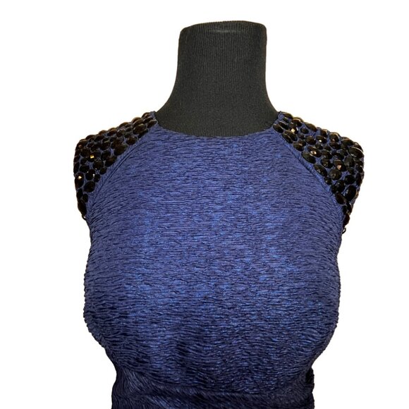 Xscape Navy Black Cocktail Fitted Knee Length Formal Dress SZ 8 Wedding Party - Picture 4 of 15